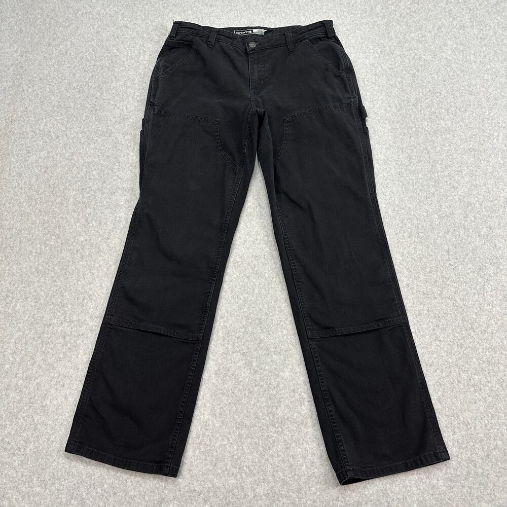 Carhartt Crawford Pants WMNS 10 Black Double Front Loose Fit Cotton Work Utility